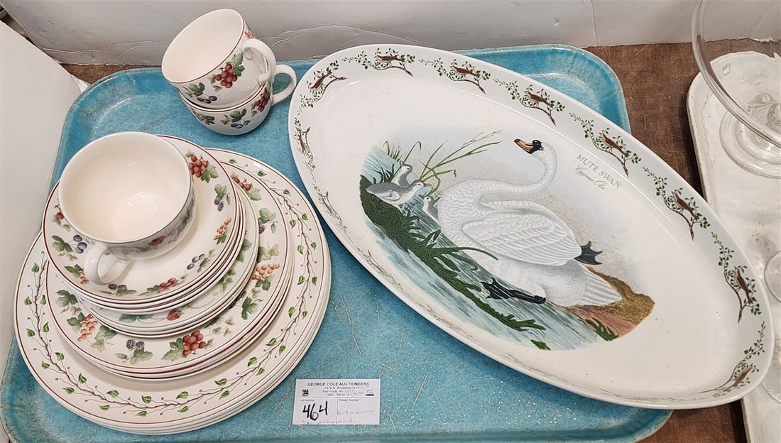 Tray China - Portmerion Platter 1 1/2" H X 19" W+ A Mix Of 19 Pcs. Wedgewood 'Provance' +: Tray China - Portmerion Platter 1 1/2" H X 19" W+ A Mix Of 19 Pcs. Wedgewood 'Provance' + 'Raspberry'