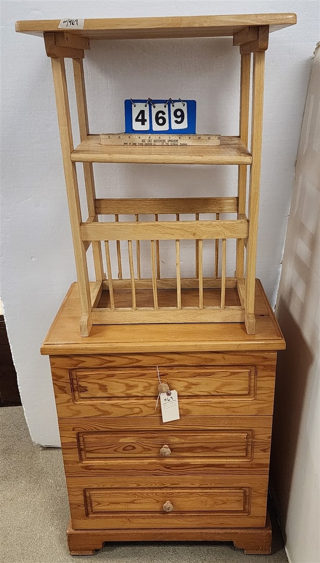 3 Drawer Pine Chest 31" H X 25" W X 17" D + Maple Stand 39" H X 22" W X 16 1/2" D (1 of 5)