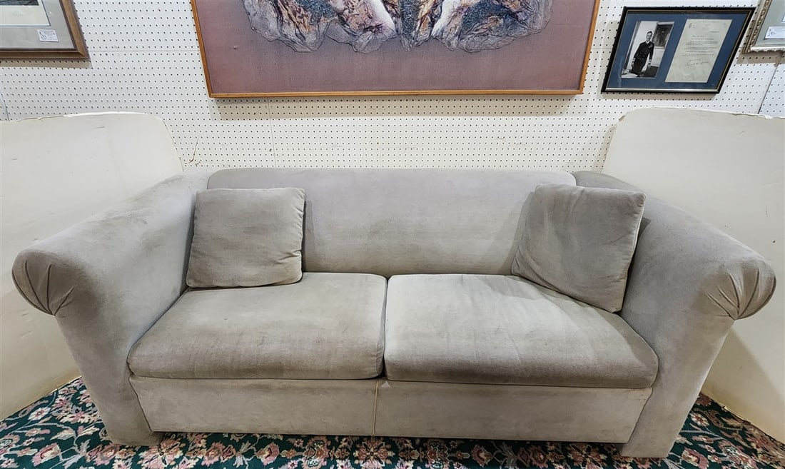 Gray Velvet Sofa Bed 29" H X 6'4" L X 22" D (1 of 3)