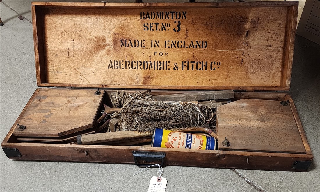 Vintage Bx'd Abercrombie & Fitch Co. Made In England Badminton Set No. 3, 5" H X 35" W X 11 1/2" D: Vintage Bx'd Abercrombie & Fitch Co. Made In England Badminton Set No. 3, 5" H X 35" W X 11 1/2" D