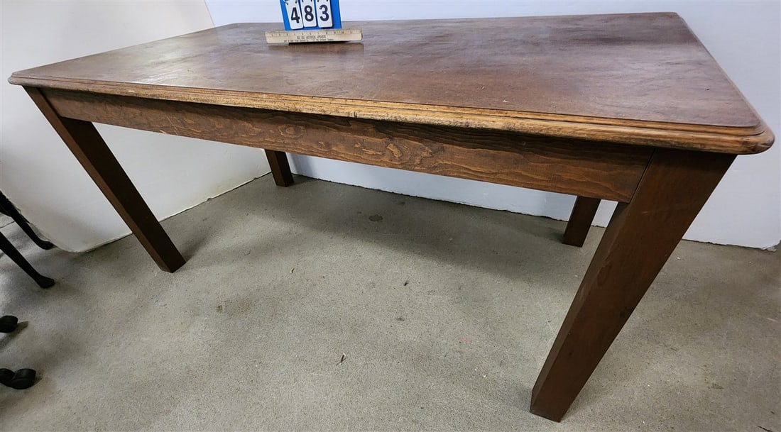 Walnut 1 Drawer Desk 30 1/2" H X 65" W X 35" D: Walnut 1 Drawer Desk 30 1/2" H X 65" W X 35" D