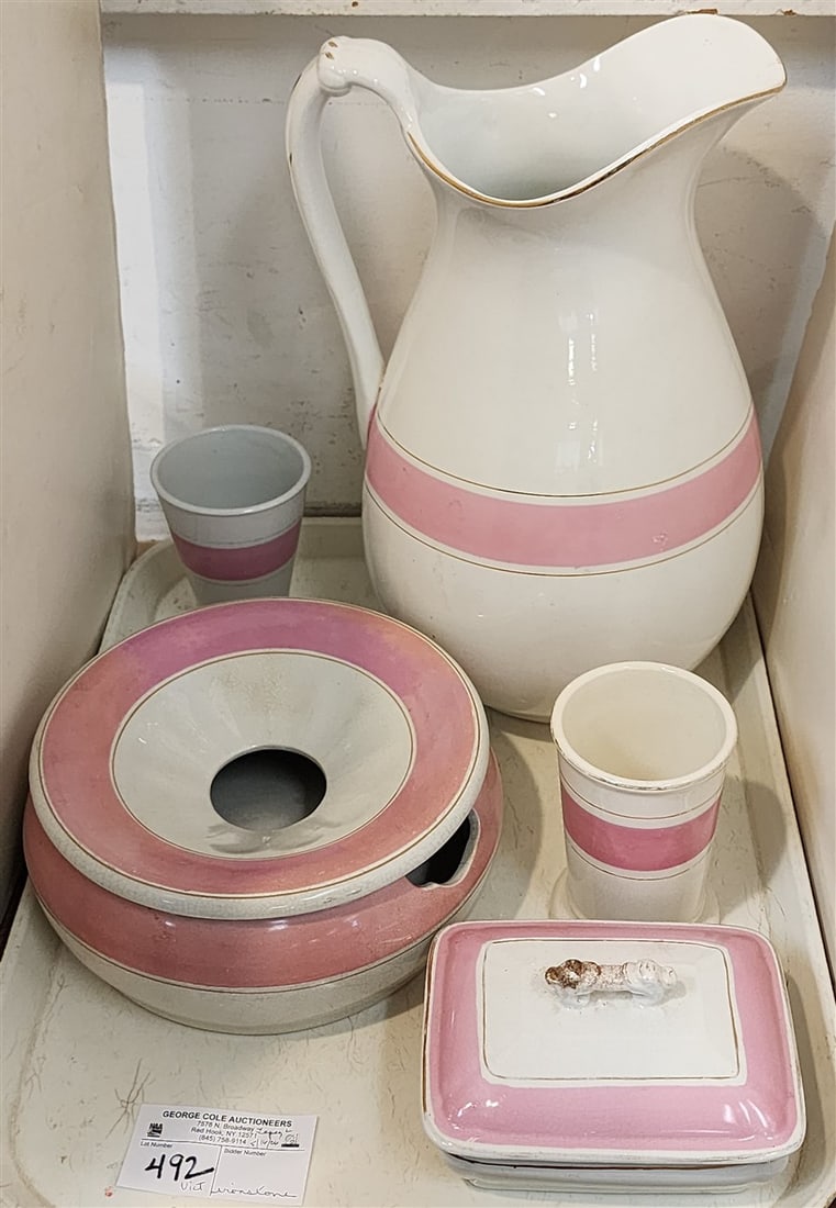 Tray Victorian Ironstone - Pitcher 13 1/2", Spittoon, Etc. (1 of 3)