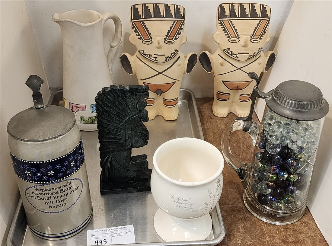 Tray Steins, 2 Peruvian Cuchimilco Ceramic Figurine, Etc. (1 of 5)