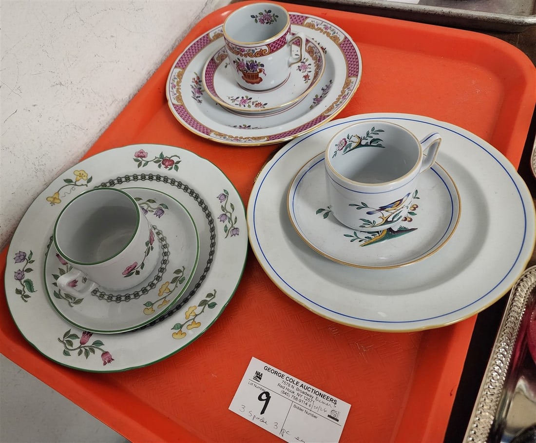 Tray 3 Sets, 3 Pcs. Ea. Spode - Plate 8" + Cup & Saucer (1 of 3)