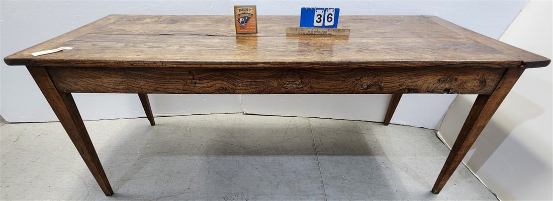 19th C 2 Drawer Chestnut Harvest Table 29 1/2" H X 79" L X 33" D: 19th C 2 Drawer Chestnut Harvest Table 29 1/2" H X 79" L X 33" D