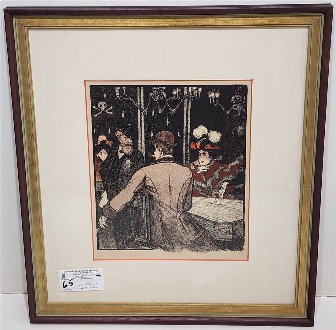 Vintage Litho 'Vieux Debais' Sgnd Steinlen 1907 11 1/2" X 9 1/2" w/Frame 20" X 18" (1 of 2)
