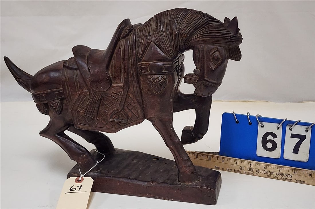 Carved Wooden Horse 12 1/2" H X 16" L: Carved Wooden Horse 12 1/2" H X 16" L