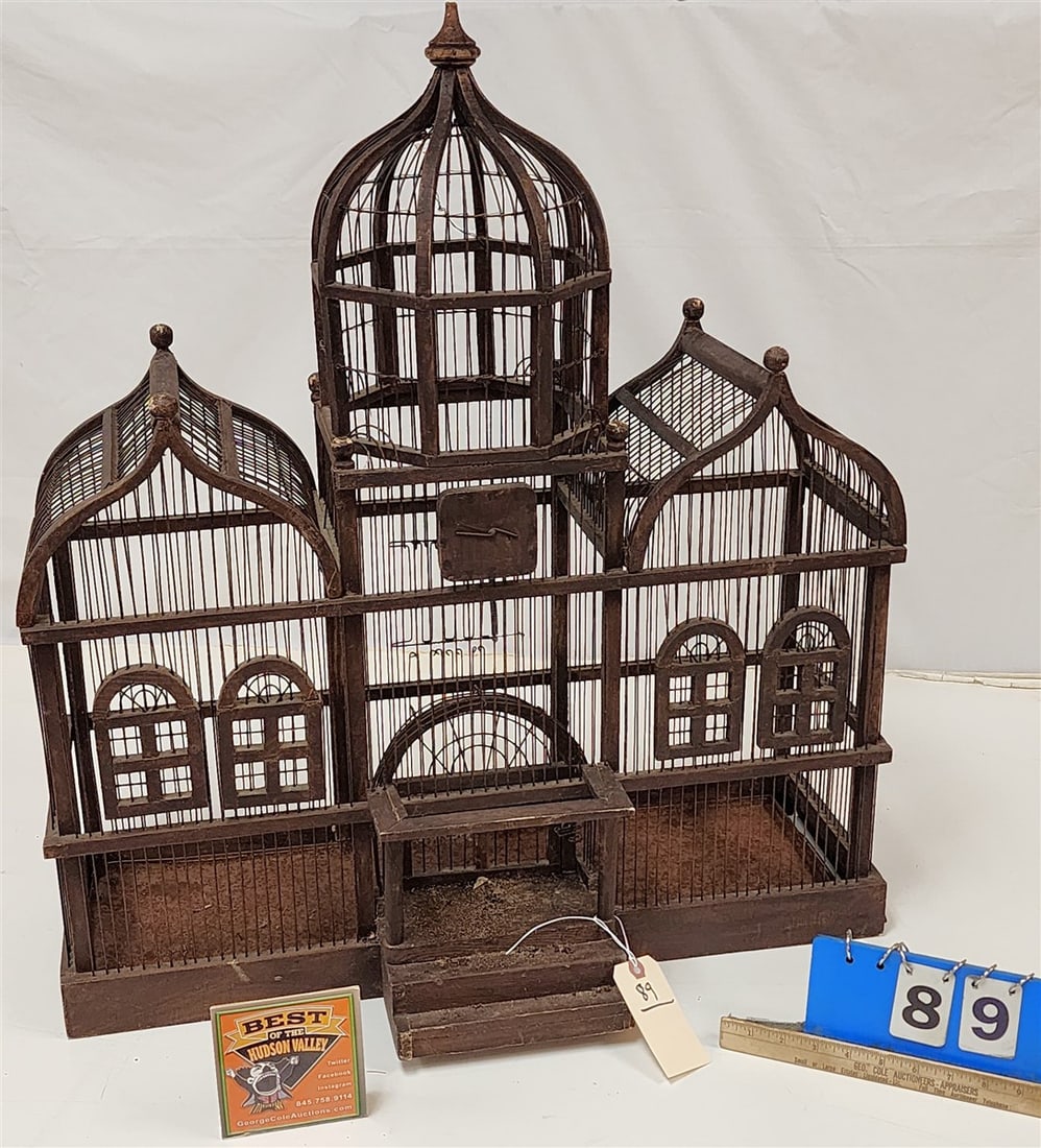 Wood & Wire Birdcage 30 1/2" H X 28" W X 13" D: Wood & Wire Birdcage 30 1/2" H X 28" W X 13" D