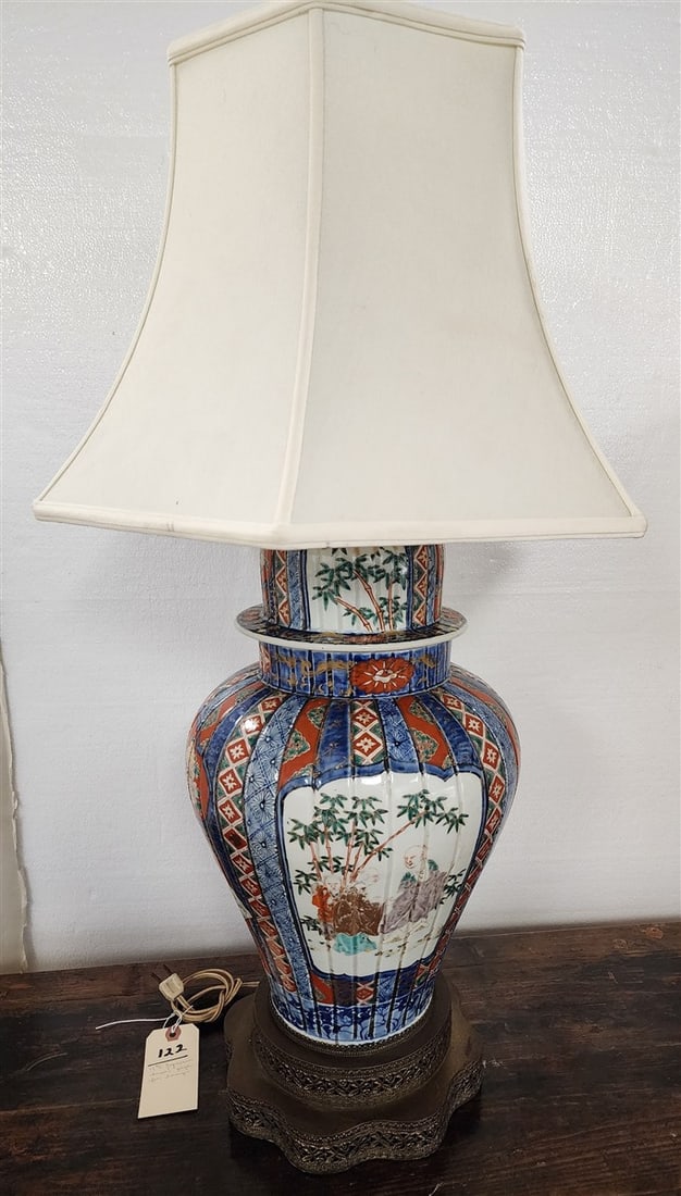 19th C Japanese Imari Ginger Jar Made Into Lamp 32" H (1 of 2)