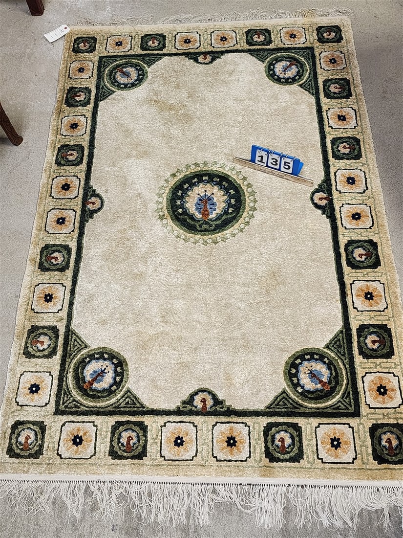 Chinese Silk Rug 4' X 6'4": Chinese Silk Rug 4' X 6'4"