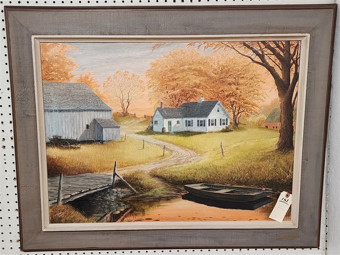 Framed O/C Landscape Sgnd Warren Boucher 22 1/2" X 30" w/Frame 29 1/2" X 37 1/2" (1 of 3)