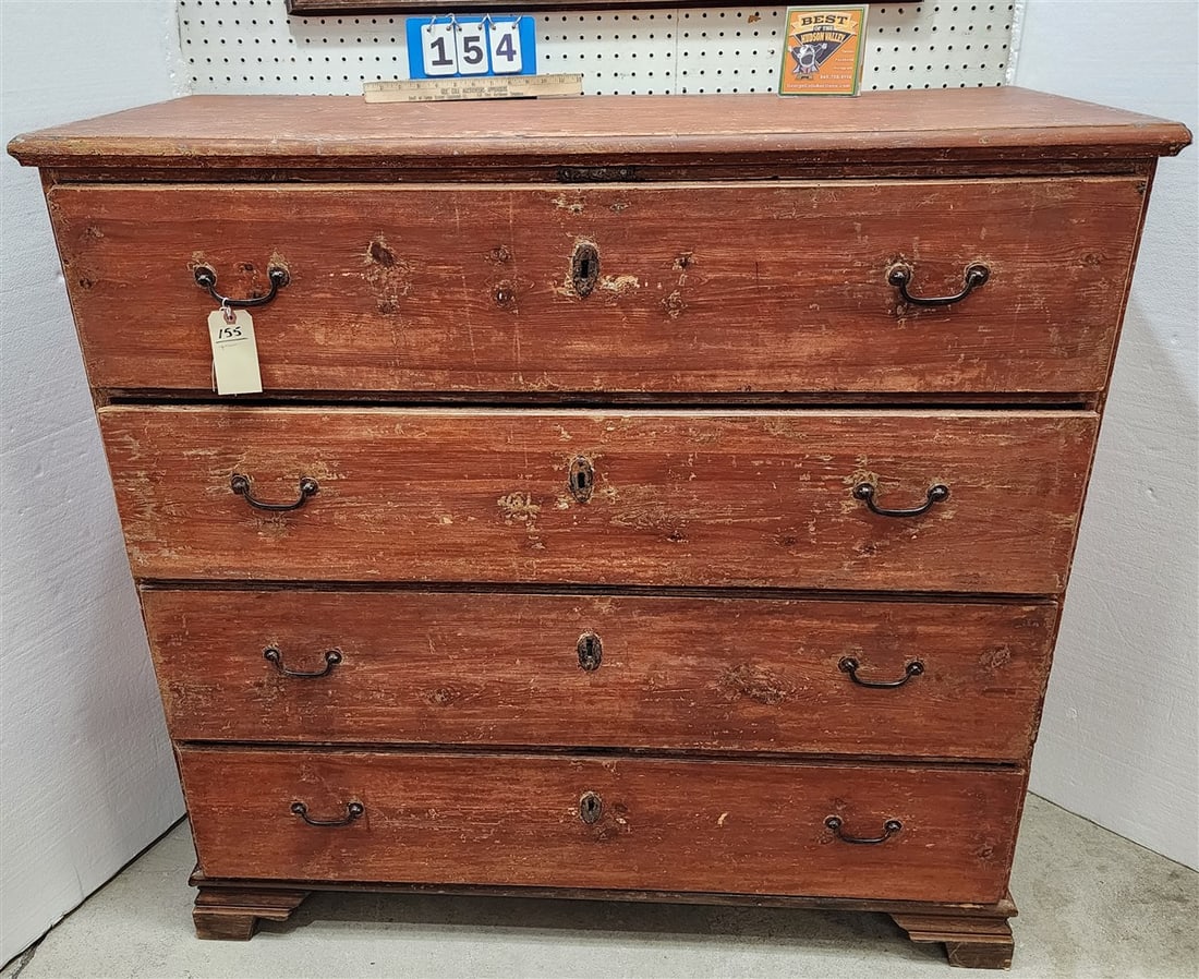 4 Drawer Ptd. Primitve Chest 46 1/2" H X 4' W X 20" D: 4 Drawer Ptd. Primitve Chest 46 1/2" H X 4' W X 20" D