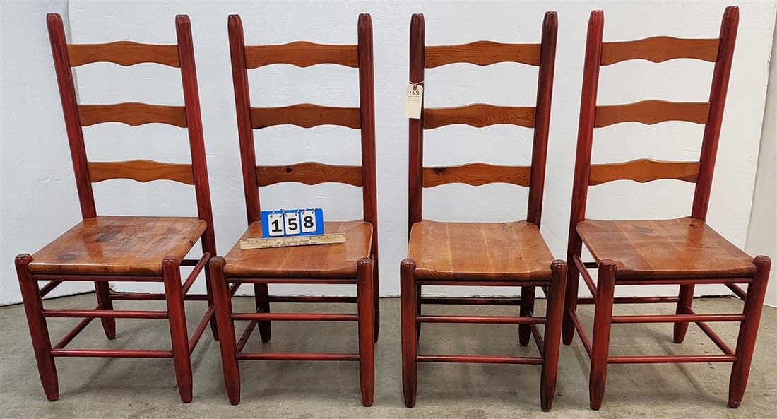 Set 4 Mastercraft Pine Chairs 42" H X 17 1/2" W X 16" D (1 of 3)