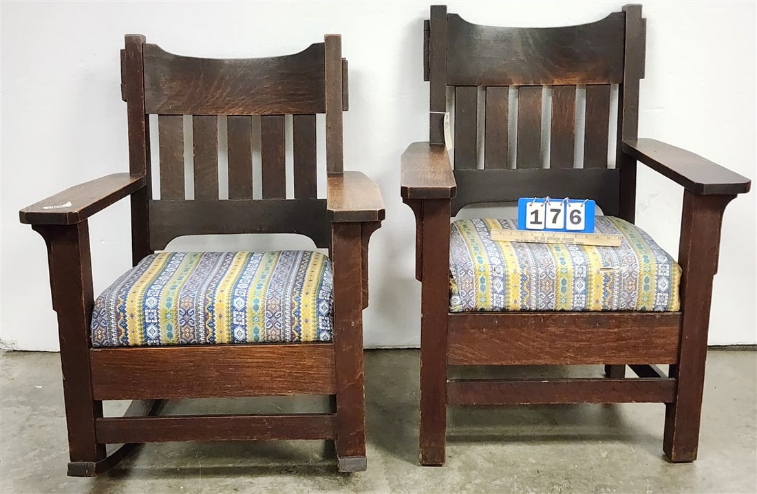 Plail Bros. Vintage Mission Oak Armchair 39" H X 29 1/2" W X 18" D (1 of 6)