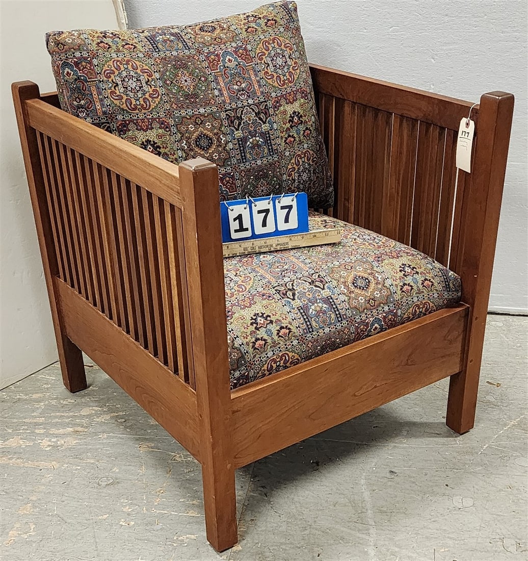 Stickley Mission Style Cherry Chair 34" H X 26 1/2" W X 17" D: Stickley Mission Style Cherry Chair 34" H X 26 1/2" W X 17" D