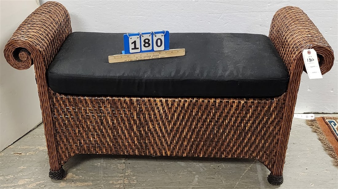 Rattan Bench 26" H X 46" W X 18" D: Rattan Bench 26" H X 46" W X 18" D