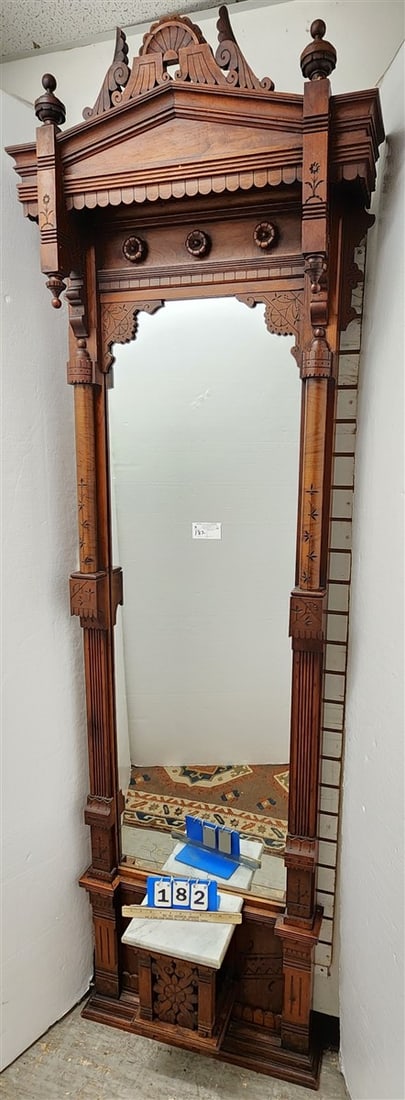 Vict. Walnut Pier Mirror 96" (1 of 2)