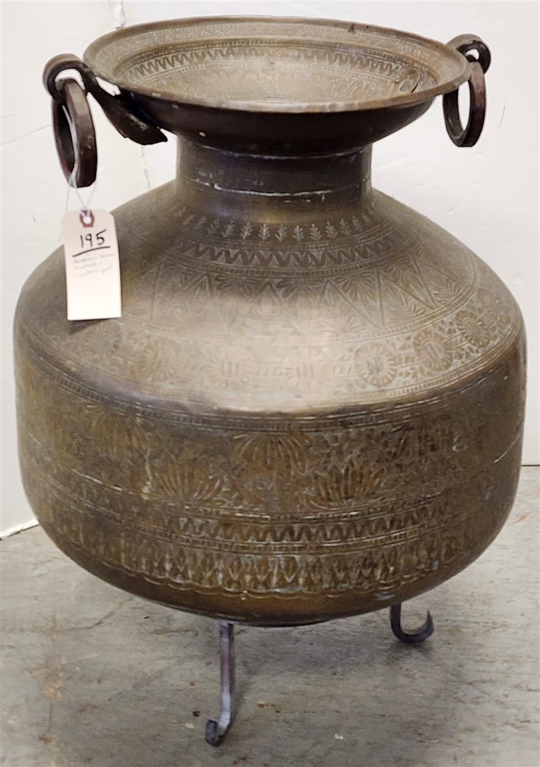 Indian Brass Water Pot - Kalash 27" H: Indian Brass Water Pot - Kalash 27" H