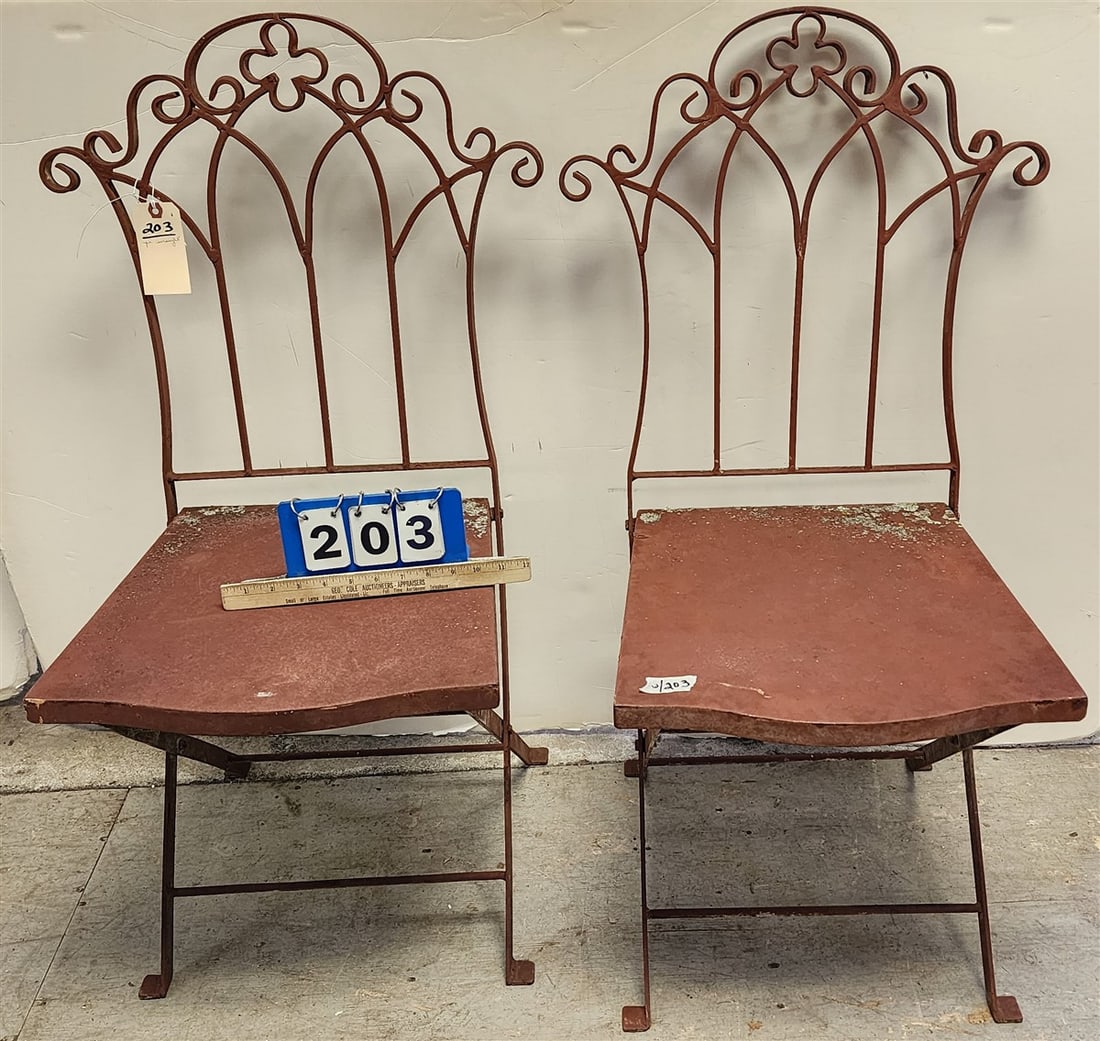 Pr. Wrought Folding Chairs - 2
