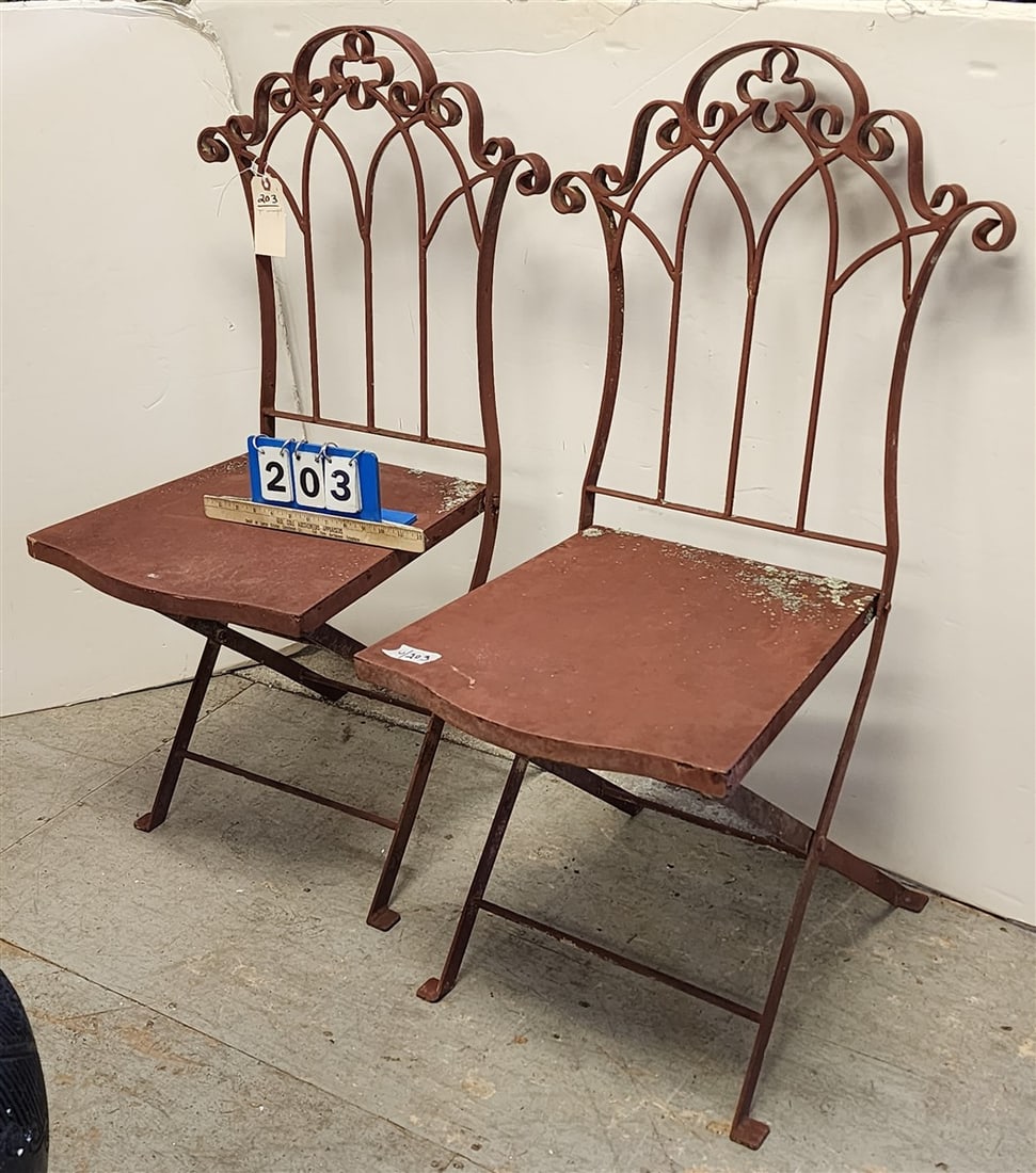 Pr. Wrought Folding Chairs - 3