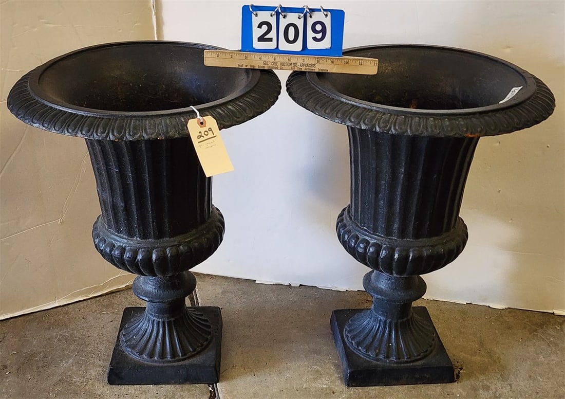 Pr. Cast Iron Urns 24" H X 18" Diam. (1 of 2)
