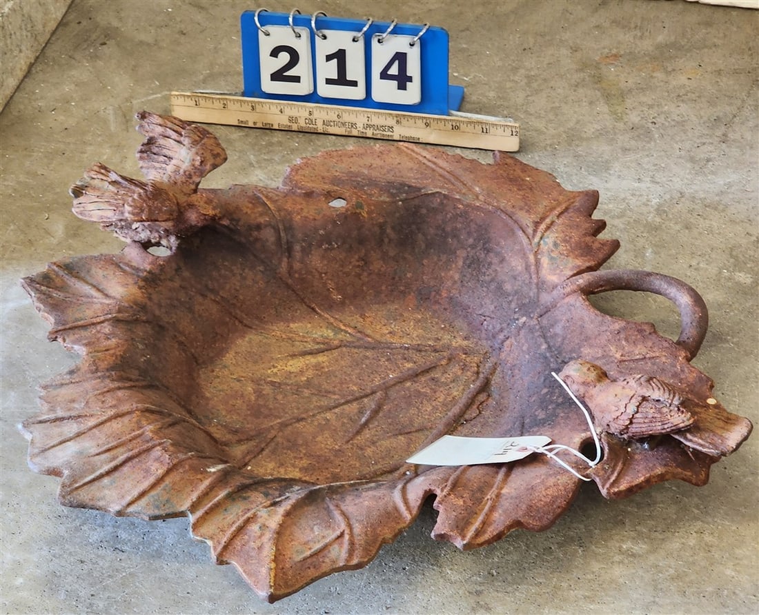 Cast Iron Leaf Bird Bath 5" H X 21 1/2" Diam.: Cast Iron Leaf Bird Bath 5" H X 21 1/2" Diam.