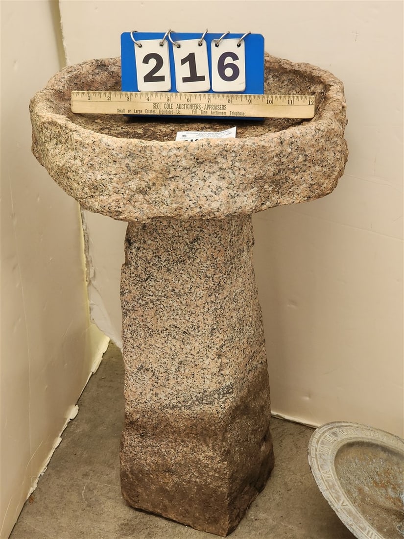 Granite Bird Bath 24" H X 15" Diam.: Granite Bird Bath 24" H X 15" Diam.