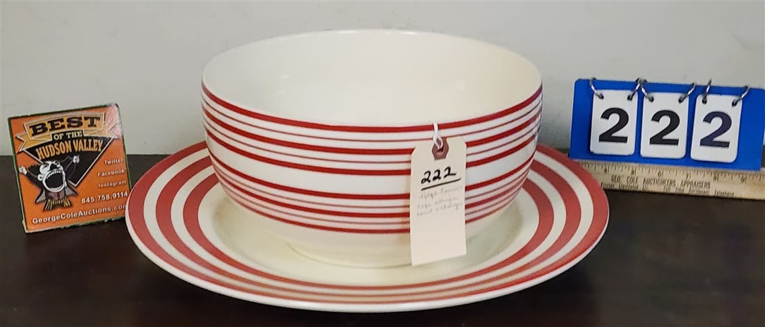 Ralph Lauren Cafe Stripe Bowl 6" H X 11" Diam. + Charger 2" H X 16" Diam: Ralph Lauren Cafe Stripe Bowl 6" H X 11" Diam. + Charger 2" H X 16" Diam.