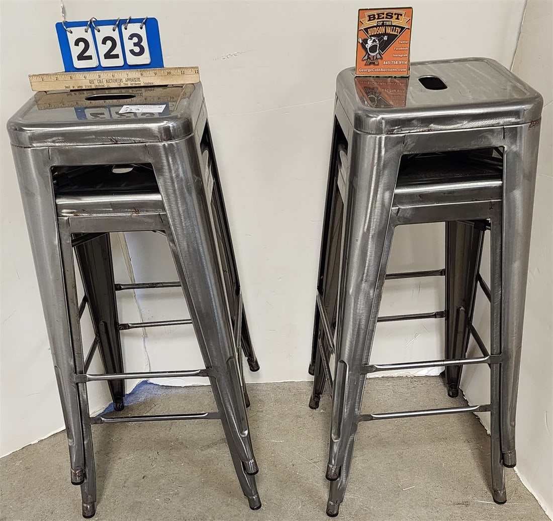 Set 4 Steel Stacking Counter Stools 31" H X 12" Sq.: Set 4 Steel Stacking Counter Stools 31" H X 12" Sq.