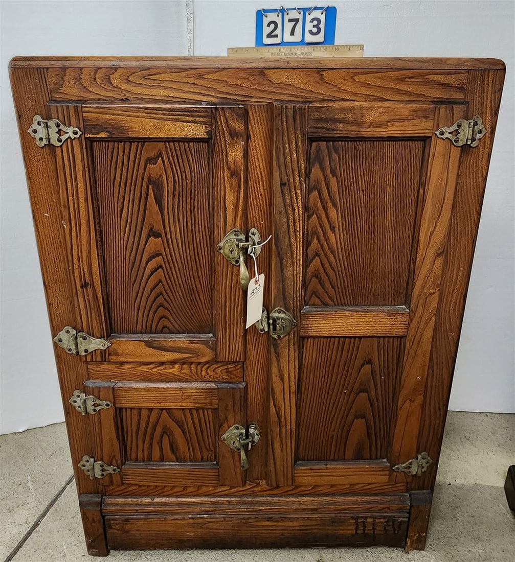 Oak Ice Box 44" H X 32" W X 17" D: Oak Ice Box 44" H X 32" W X 17" D