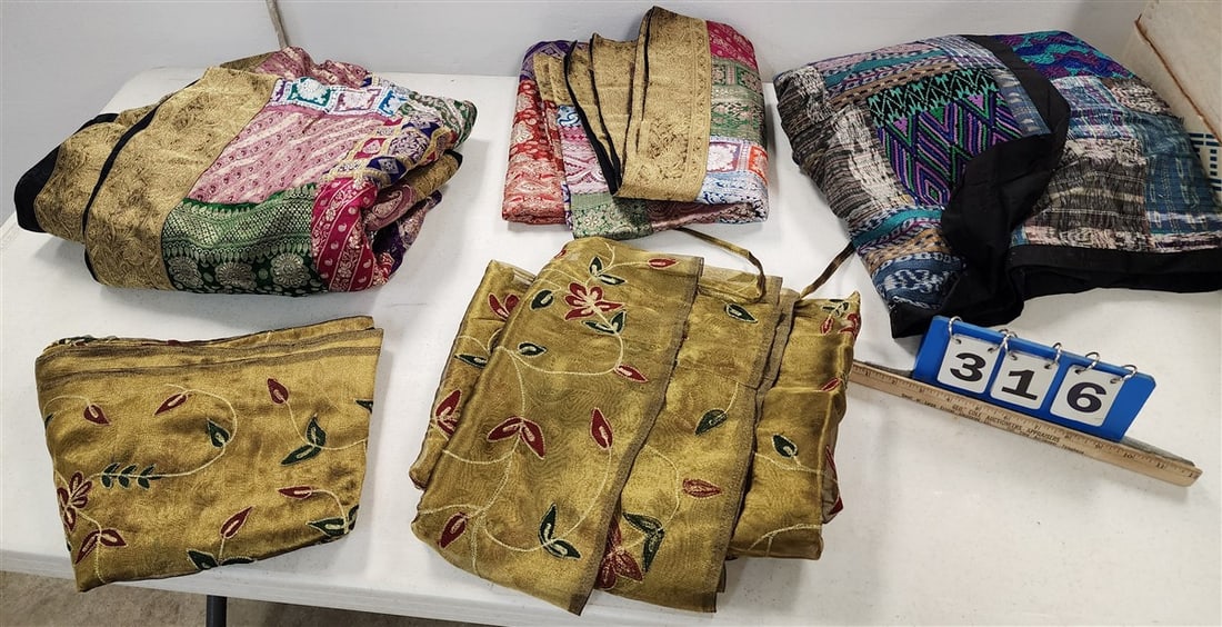 Bx 2 Marub Humi Indian Hand Made Quilts, Indian Quilt + Pr. Silk Draperies (1 of 5)