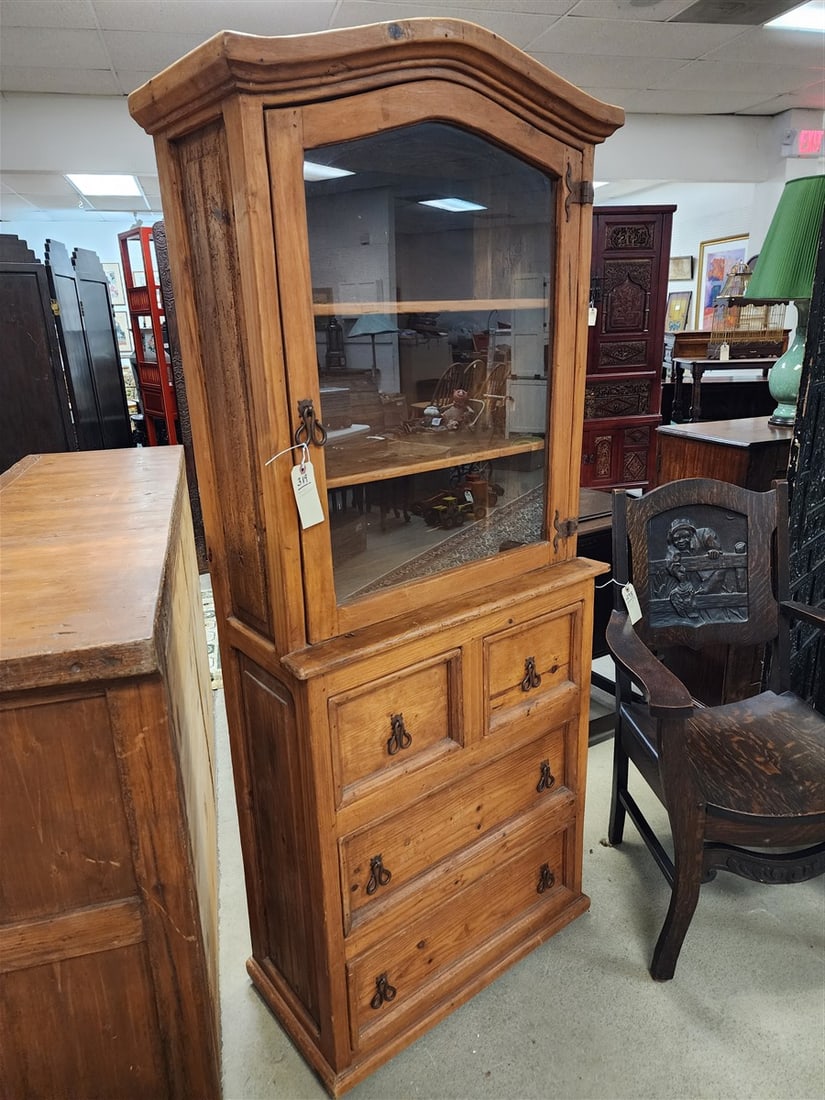 Wormwood Pine 4 Drawer 1 Door Cabinet 6' H X 29" W X 14 1/2" D (1 of 3)