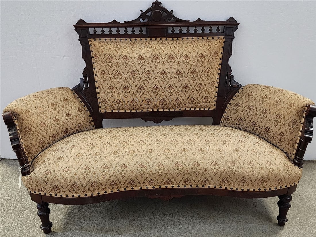 Victorian Walnut Framed Sofa 43 1/2" H X 5'2" W X 22" D (1 of 3)