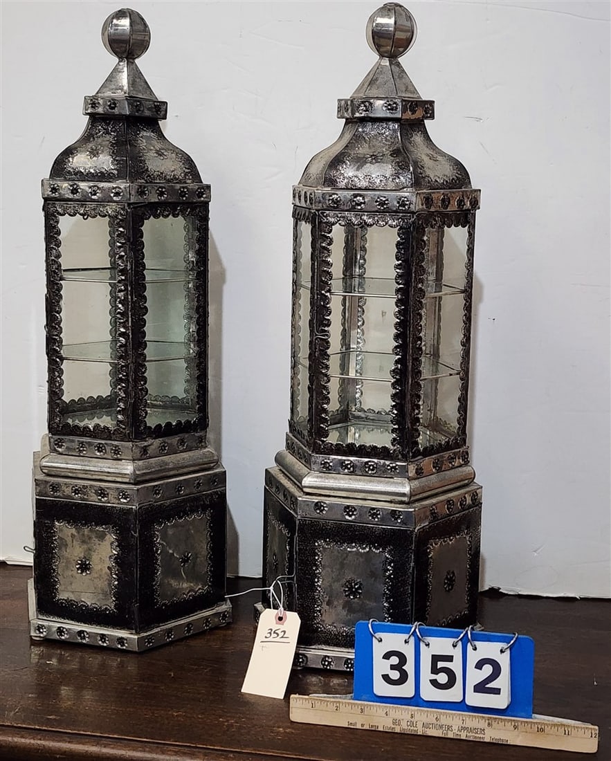 Pr. Pressed Tin Hexagonal Showcases 29 1/2" H X 11" Diam. (1 of 3)