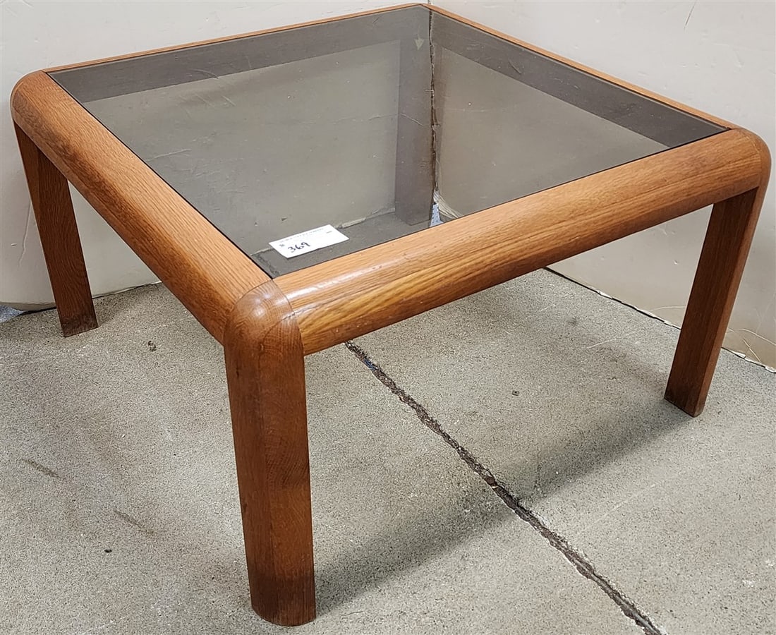 60's Danish Trioh-Mobler Teak & Glass Coffee Table 17 1/2" H X 31" Sq.: 60's Danish Trioh-Mobler Teak & Glass Coffee Table 17 1/2" H X 31" Sq.
