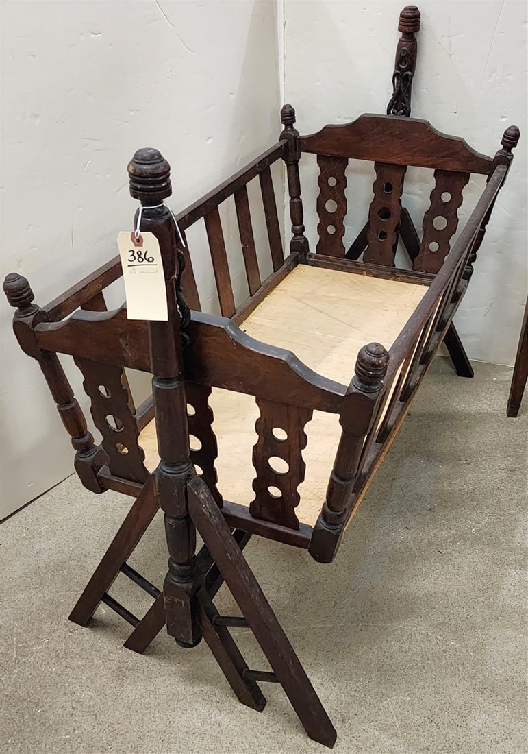 19th C Walnut Cradle 32 1/2" H X 40 1/2" L X 20" W (1 of 1)