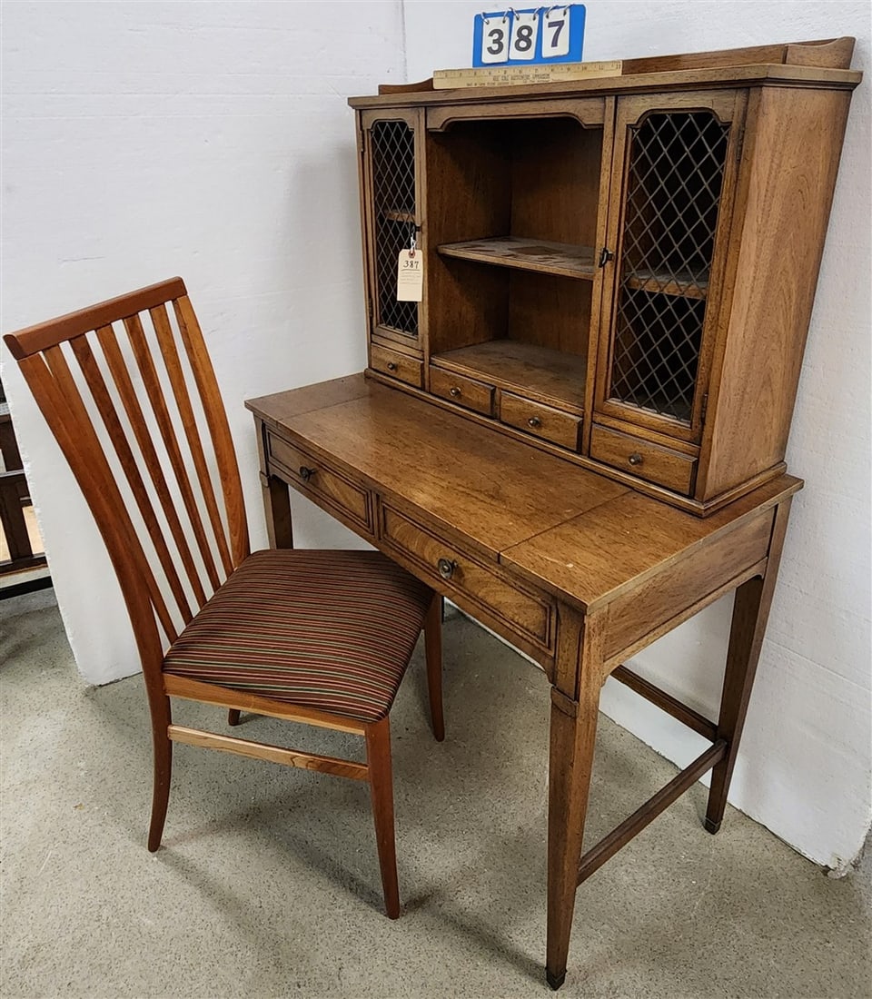 Drexel Mahogany Secretary Desk 54 1/2" H X 3' W X 20" D + Italian Cherry Chair (1 of 1)