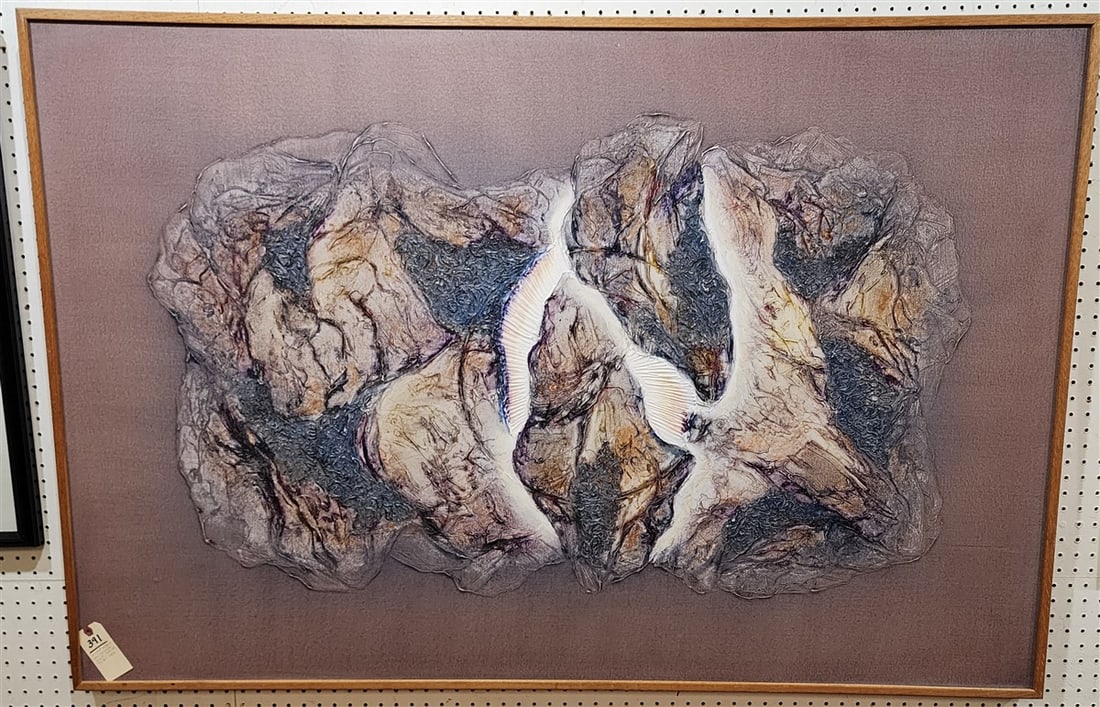 Mixed Media On Canvas Sgnd Satish Joshy 1984 41" X 61": Mixed Media On Canvas Sgnd Satish Joshy 1984 41" X 61"