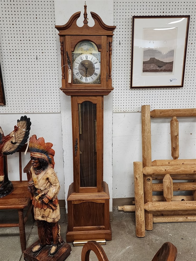 Walnut Emporer Tall Case Clock 74" H X 14 1/2" W X 9 1/2" D (1 of 5)