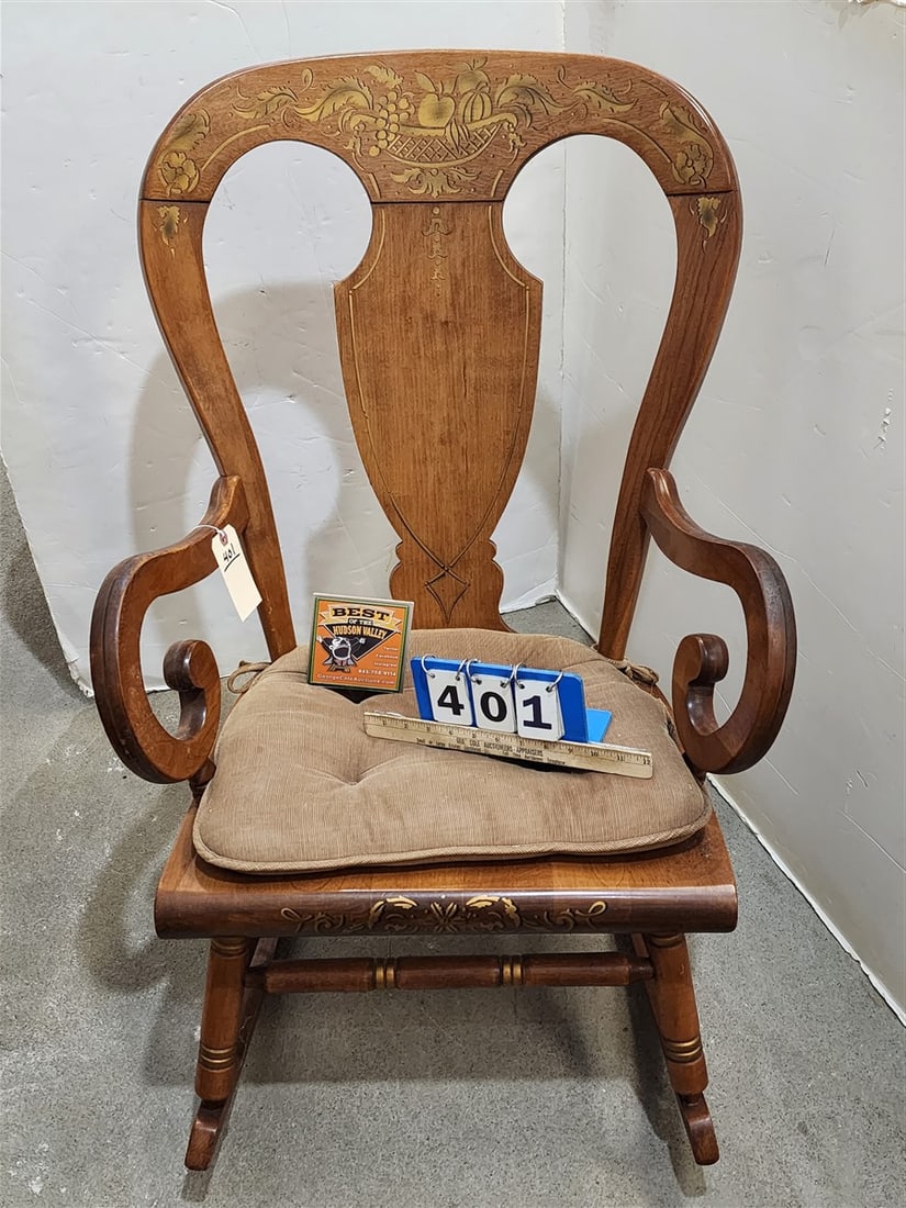 Stenciled Rocker 38" H X 24" W X 17" D: Stenciled Rocker 38" H X 24" W X 17" D