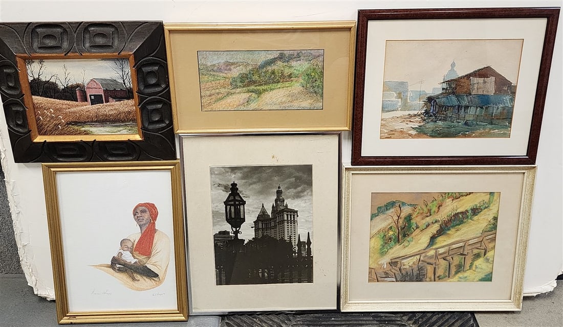 Bx 6 Framed Items - O/B Landscape Sgnd Thomas Kerry, Pastels, W/C + Photograph: Bx 6 Framed Items - O/B Landscape Sgnd Thomas Kerry, Pastels, W/C + Photograph