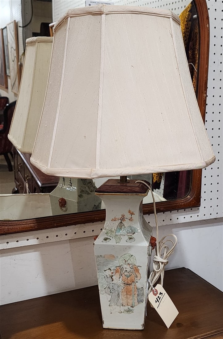 19th C Porcelain Vase Made Into Lamp 27" H (1 of 5)