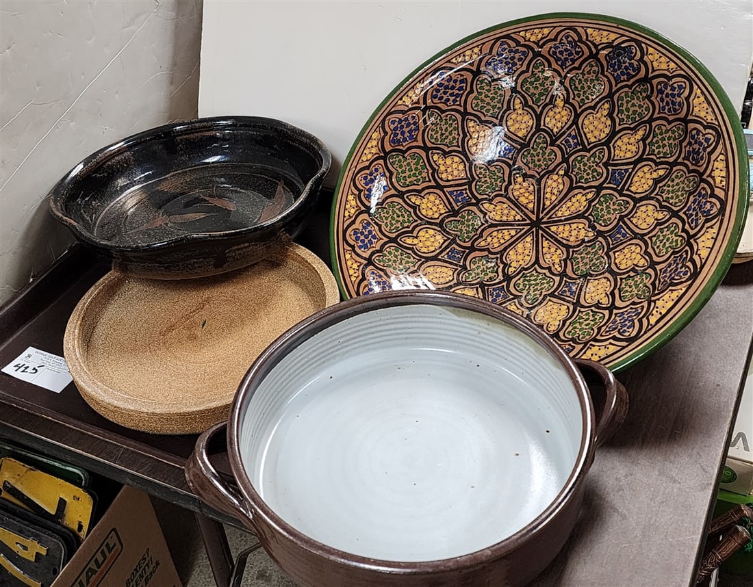 Tray Pottery - Bowls + Moroccon Ceramic Bowl 4" H X 15 1/2" Diam. (1 of 6)