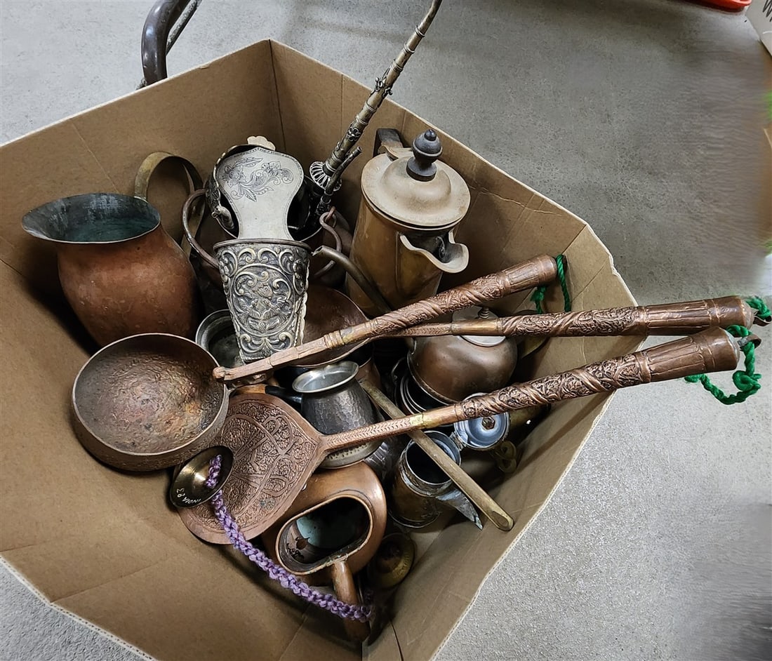 Bx Copper Items - Teapots, Pitchers, Mid East Ladle, Serving Pcs., Etc. (1 of 4)