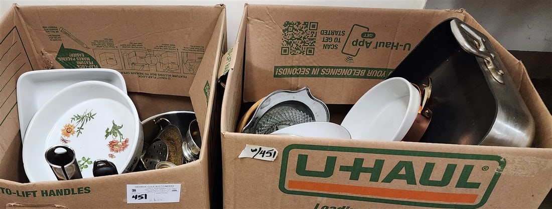 2 Bx's Pots, Porcelain Casseroles, Etc. (1 of 2)