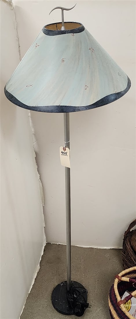 Marble Base Brushed Steel Floor Lamp 59" H: Marble Base Brushed Steel Floor Lamp 59" H