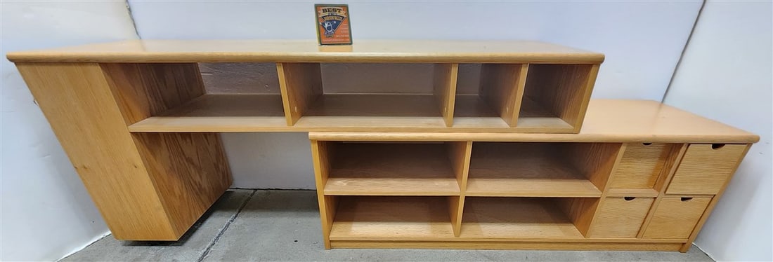 Modern Oak 2 Part, 2 Drawer Unit 27" H X 87" L X 20" D (1 of 6)