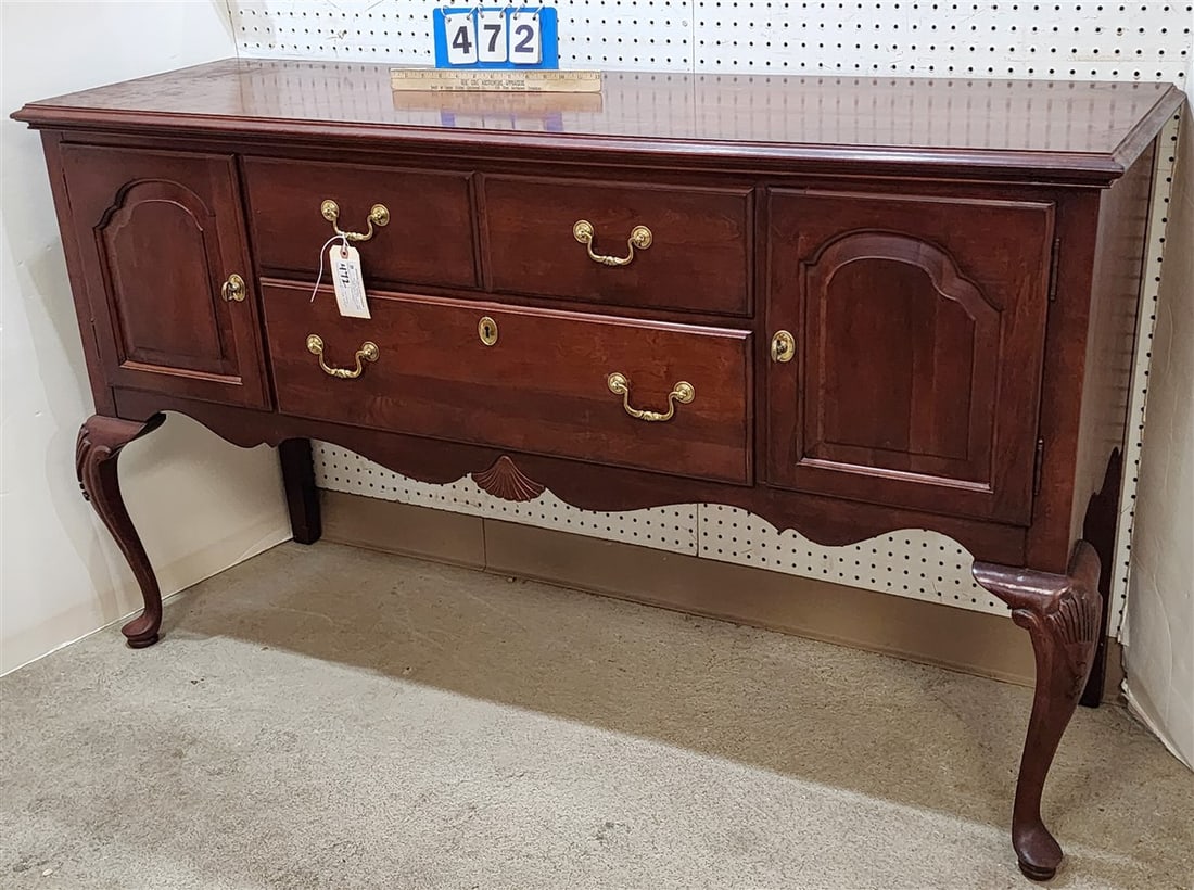 Ethan Allen Cherry QA Style Sideboard 34 1/2" H X 58 1/2" X 18" D: Ethan Allen Cherry QA Style Sideboard 34 1/2" H X 58 1/2" X 18" D