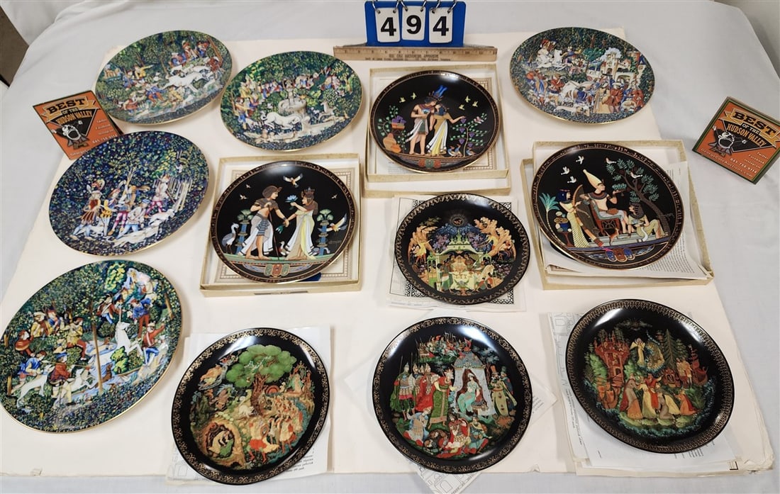 Bx Collector Plates - (5) Limoges Unicorn, (3) Bradex Egyptian Plates, (4) Rissian Fairytale Plates (1 of 8)
