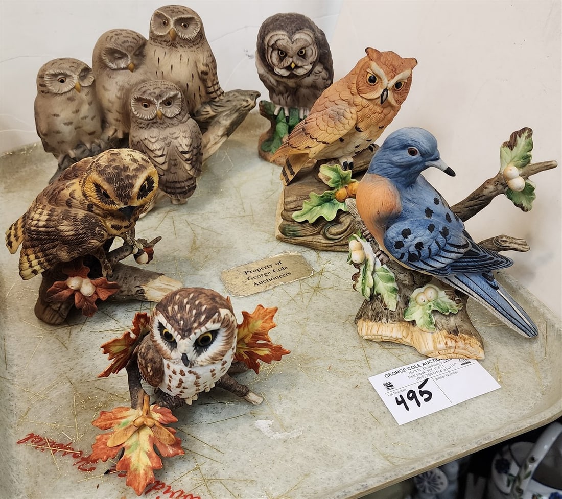 Tray 5 Porcelain Owl Figurines - Gorham Andrea, Lenox, Bluebird, Etc. (1 of 8)